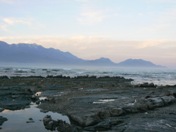 Kaikoura Ranges meet Pacific Ocean at dusk